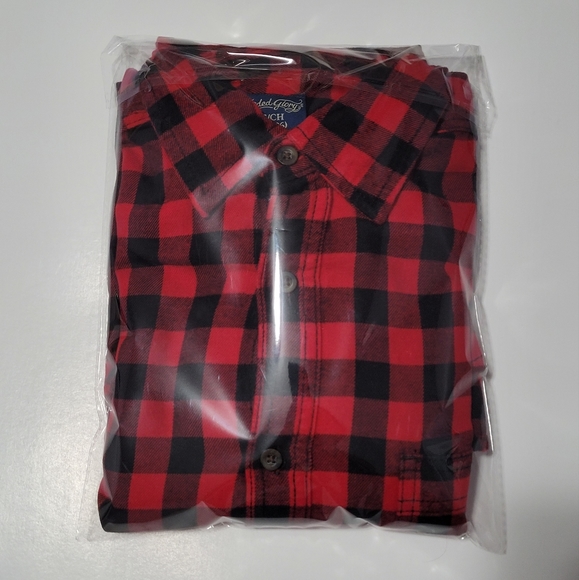 Faded Glory Unisex S/CH (34-36) Flannel Shirt Red Black Plaid Button Up - Picture 4 of 4